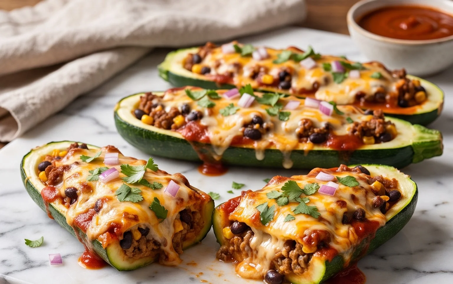 Bateaux Courgettes Farcis Enchiladas: Facile & Sain