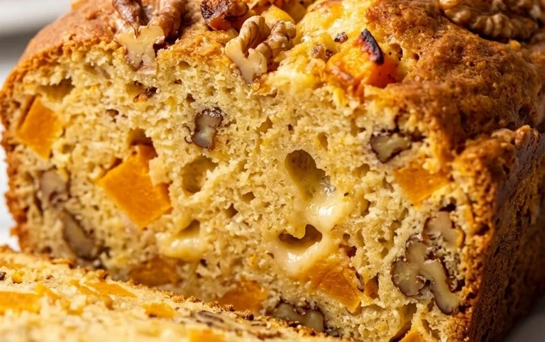 Cake salé à la courge butternut, fromage et noix